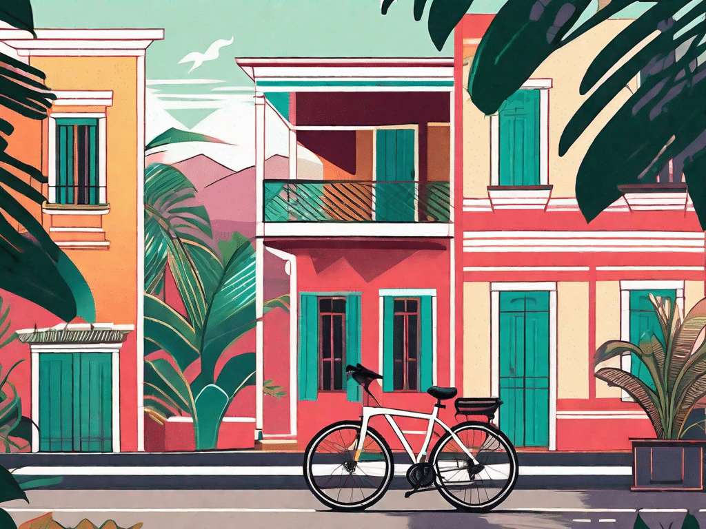 A bicycle leaning against a vibrant