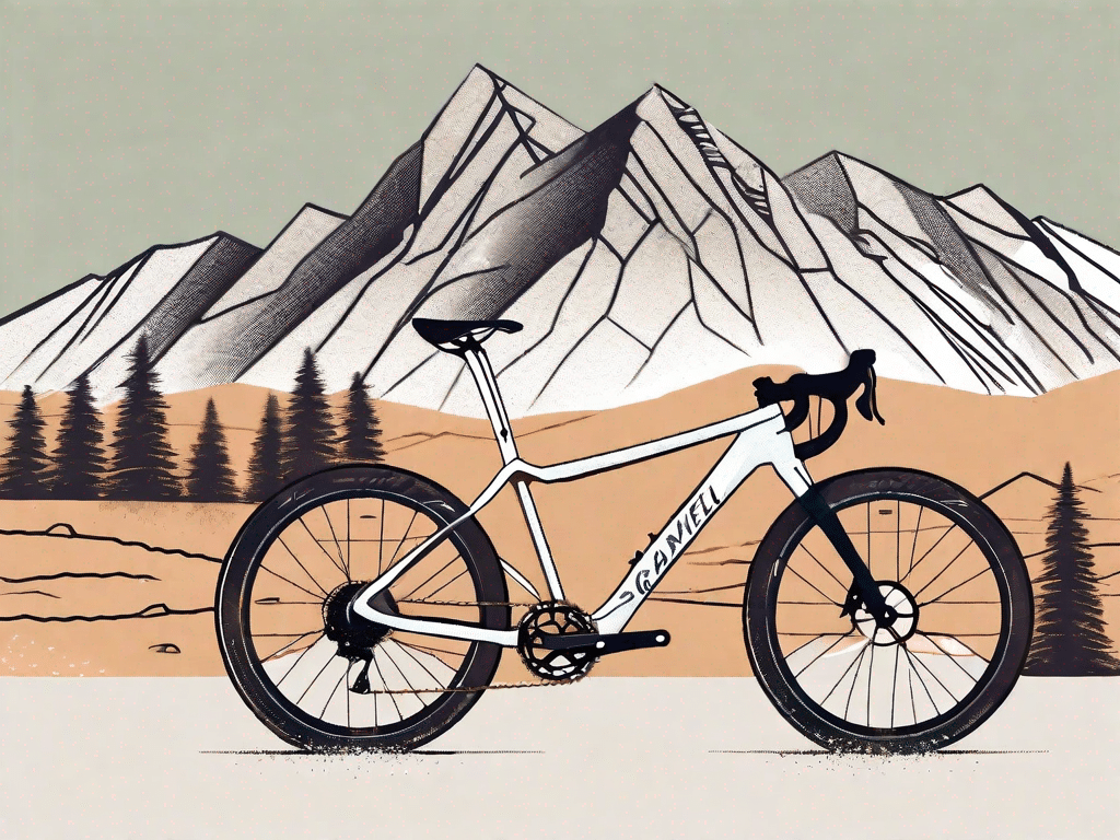 A gravel bike positioned on a rugged trail