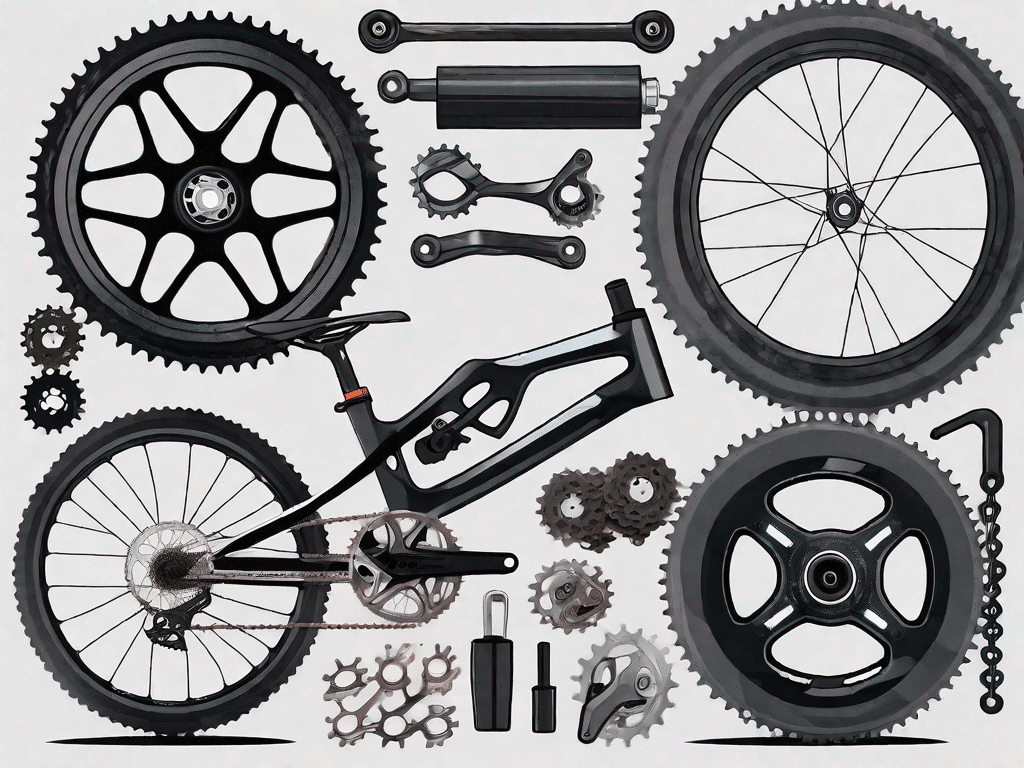 Various essential bike components like the chain