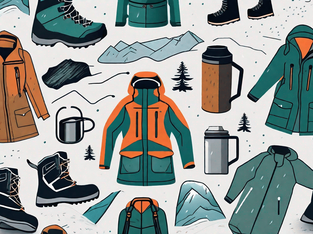 A variety of outdoor gear like waterproof boots