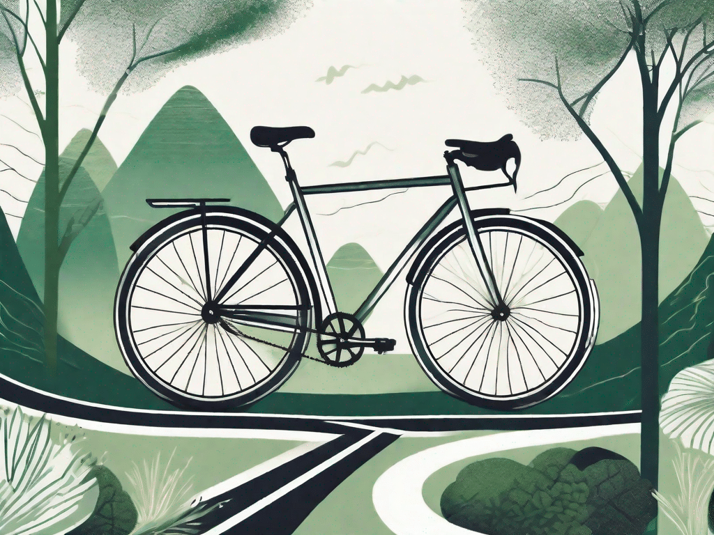 A bicycle in motion on a winding road