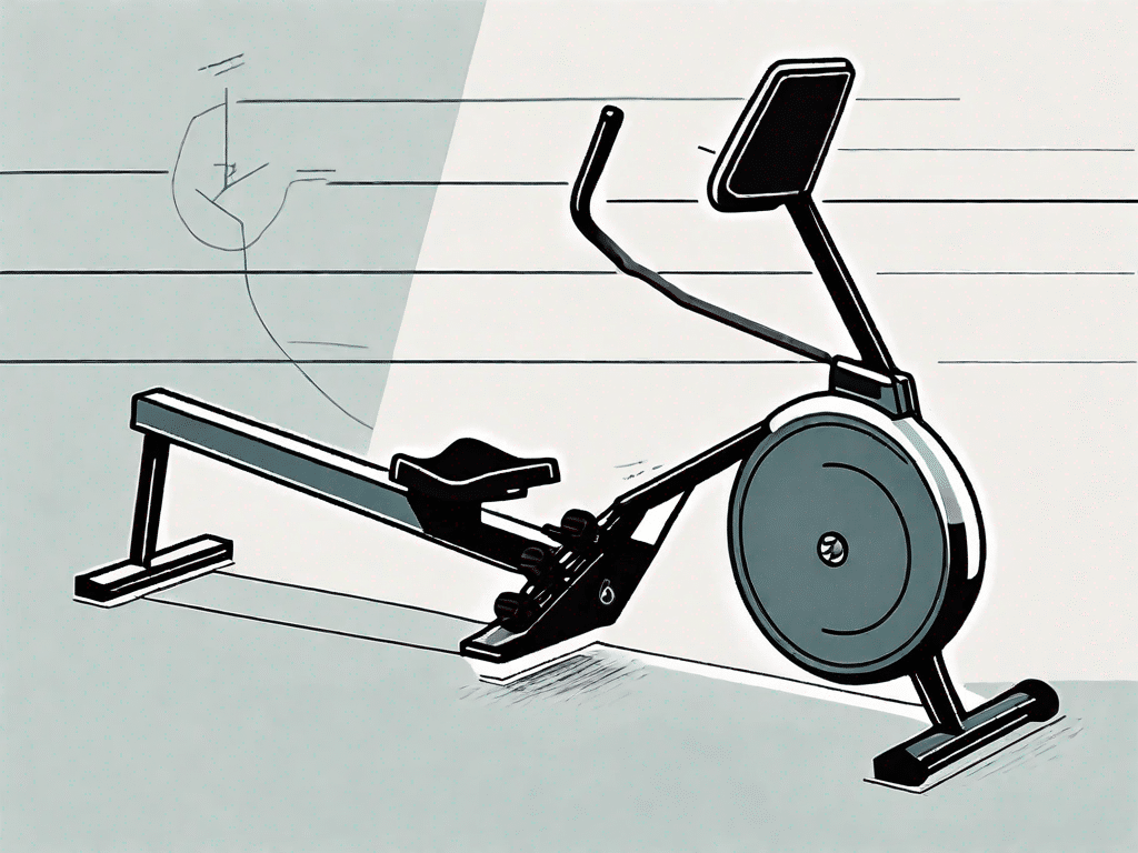 A rowing machine with dynamic lines and energy bursts to symbolize the power being unlocked