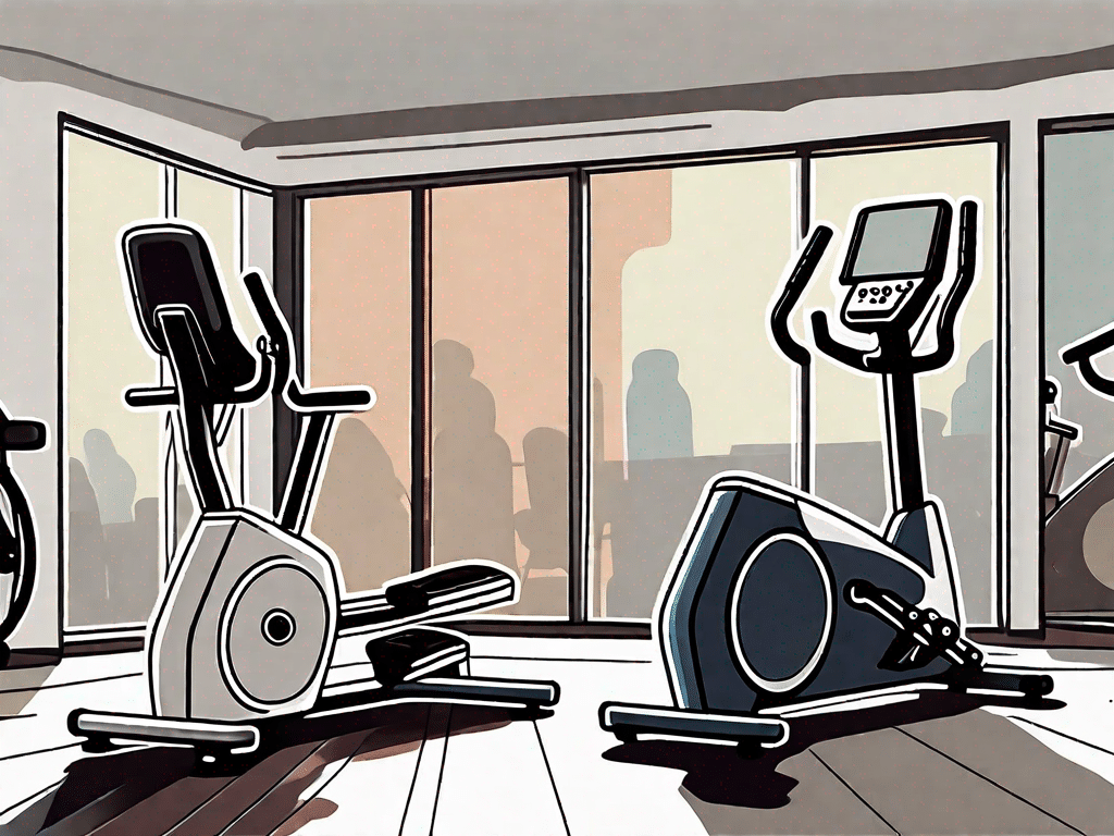 A rowing machine and an elliptical machine side by side