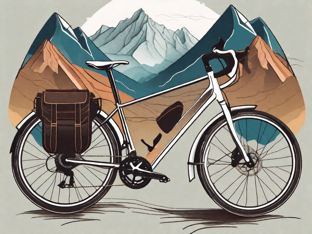 A fully equipped touring bicycle with panniers