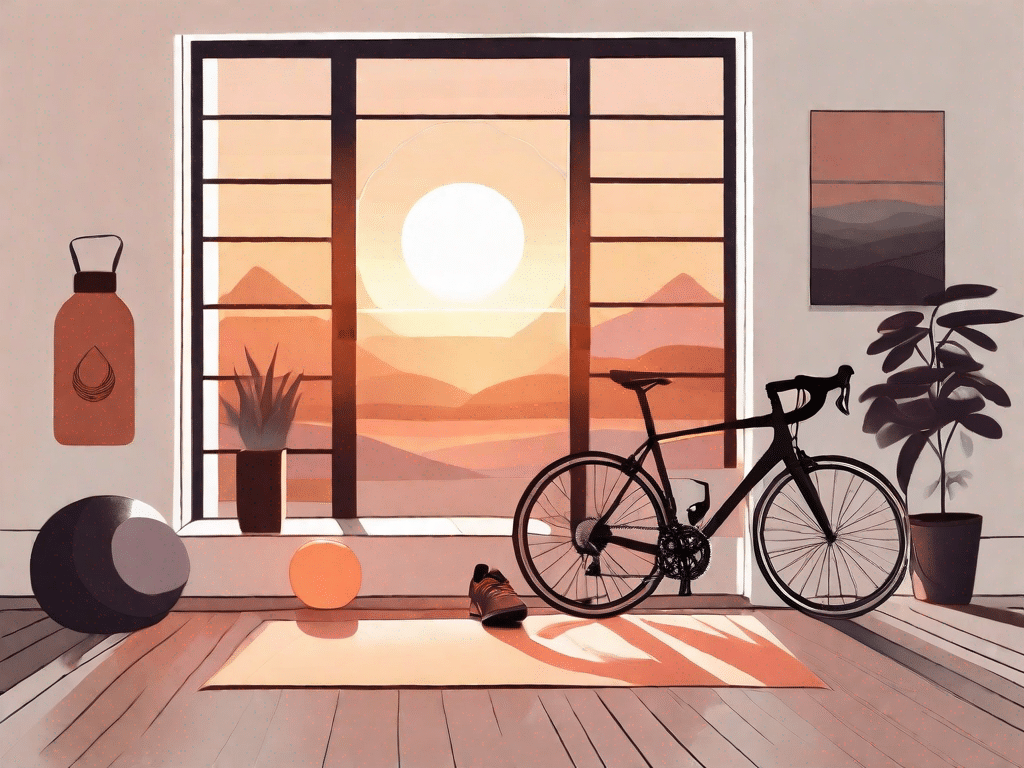 A bicycle leaning against a tranquil yoga studio